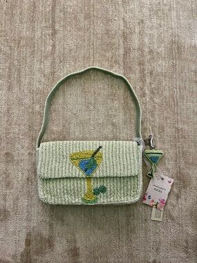 ✅✨🌟Viral Beaded Green/Cream Striped Martini Bag